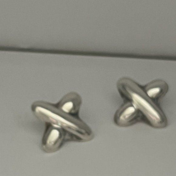 Retro LAT Mexico 925 Sterling Silver Cross - X earrings - Picture 1 of 2